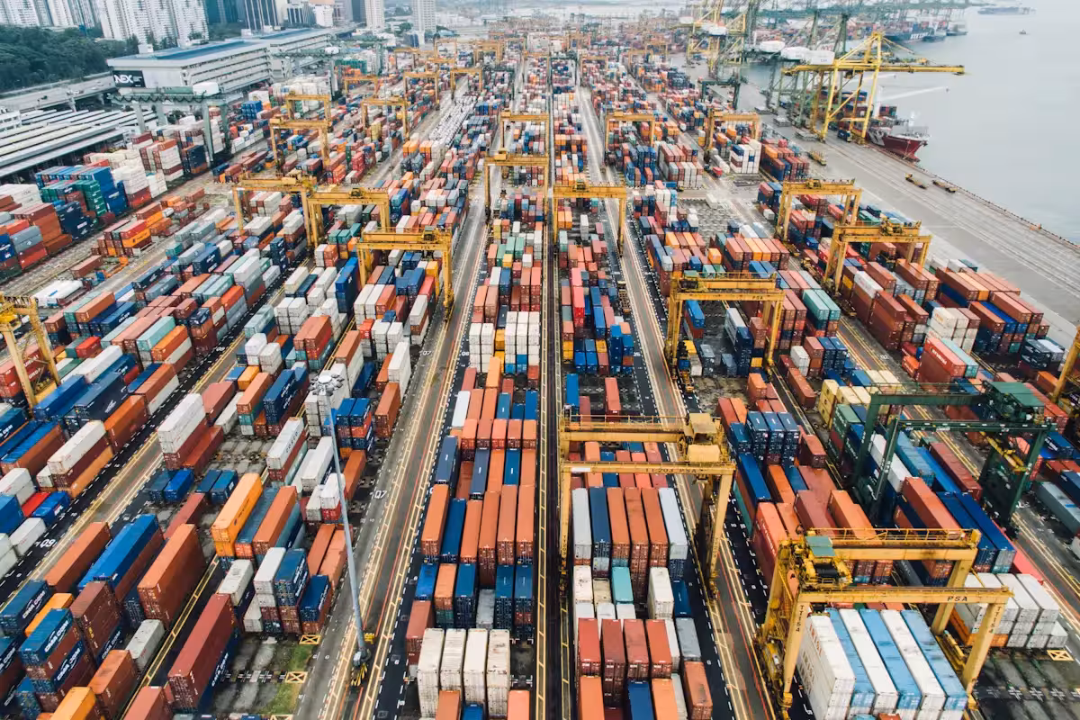 Modern Container Ship with Advanced Technology